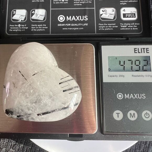 Black Rutilated Quartz Heart Carving‎ (#1) - Picture 10 of 11